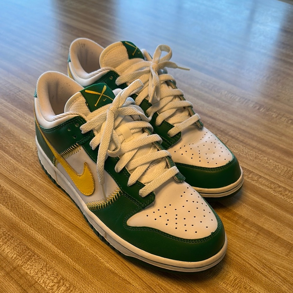 2005 Nike Dunk Low, baseball pack green & gold
